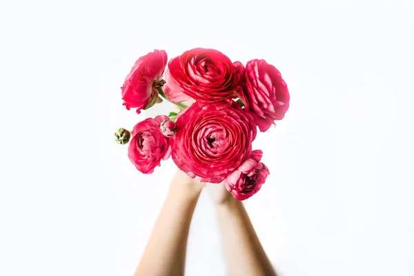 Bouquet di ranuncolo rosso o rose — Foto Stock