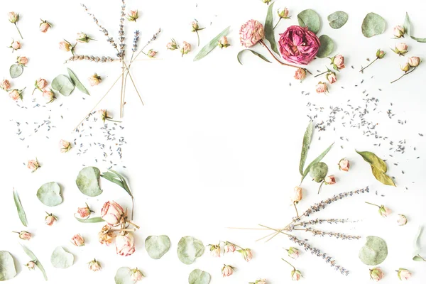 Gül, lavanta ile çerçeve 