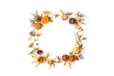Sarı kuru çiçekli çerçeve