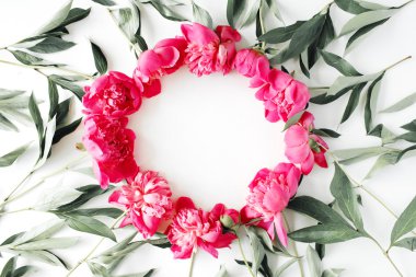 Arka plan çelenk çerçeve peonies ile