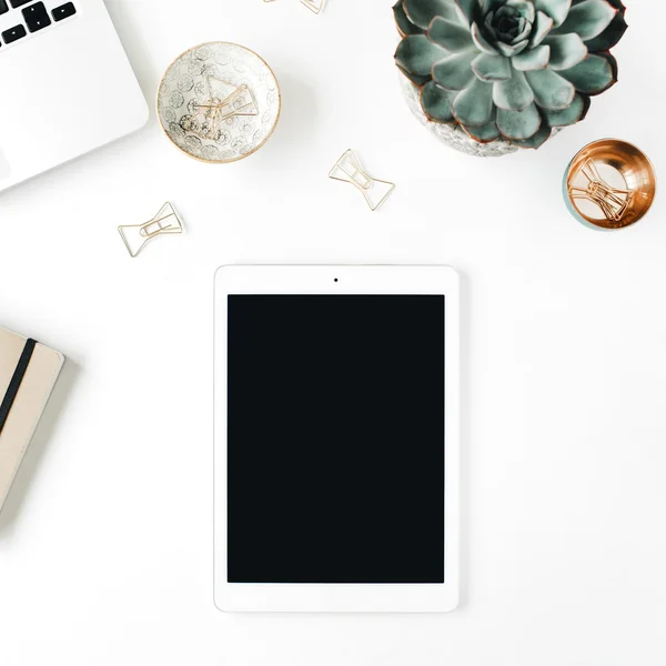 Feminine desk workspace — Stock Photo, Image