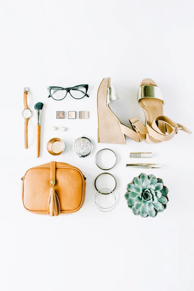 Flache, feminine Accessoires — Stockfoto