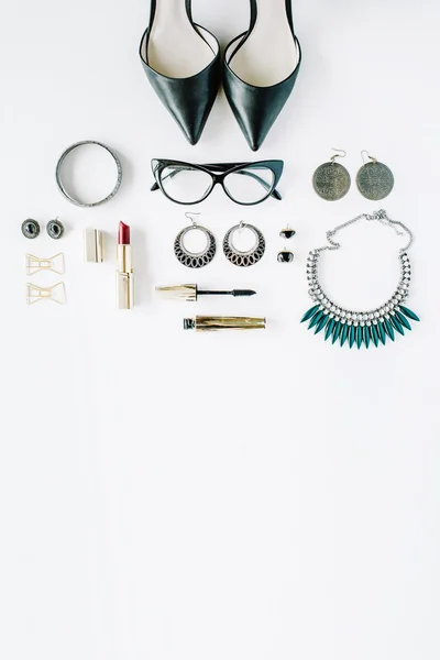 Flat lay aksesoris feminin — Stok Foto