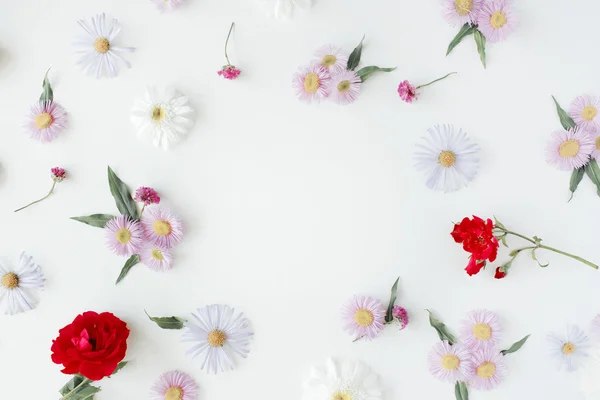 Modèle de couronne de cadre rond avec des roses — Photo