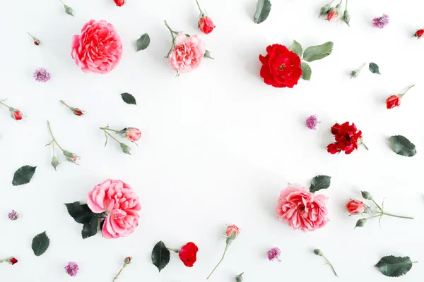 Rund ram krans mönster med rosor — Stockfoto