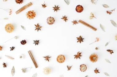 tarçın ve kakule çerçeve çelenk desen yuvarlak 