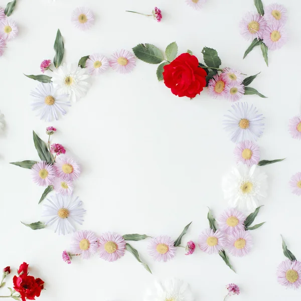 Ound frame wreath pattern with roses — Stock Photo, Image