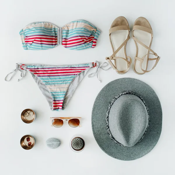 Female summer clothes and accessories collage — Stock Photo, Image