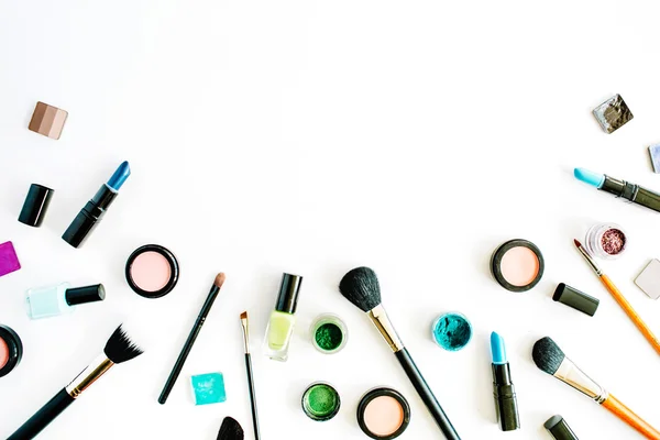 Flat lay female cosmetics collage — Stock Photo, Image