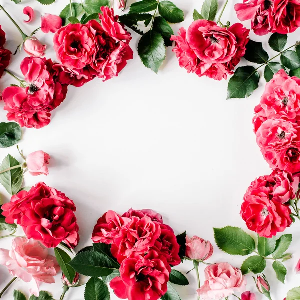 Telaio piatto con rose rosse — Foto Stock