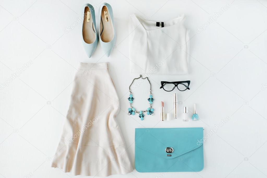 Feminine summer clothes and accessories Stock Photo by ©maximleshkovich