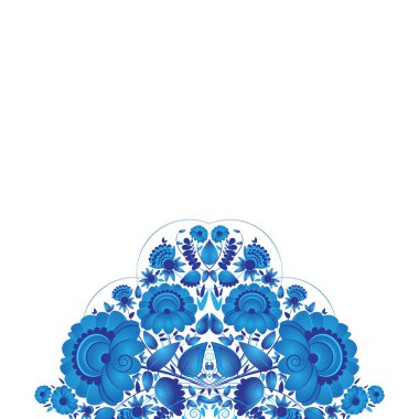Mavi vektör Gzhel stil süs çiçek kompozisyon