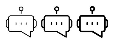 Sevimli Chatbot Çizgi Kalınlıklı Doğrusal Simgeler. Ai Asistanı. Şişman ve İnce Çizgiler. Basit Minimalist Düz Tasarım. Vektör illüstrasyonu