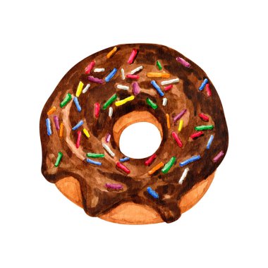 Meyveli ve çikolata kaplı suluboya tatlı çörekler. 