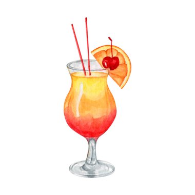 Yaz partisi için suluboya meyve kokteyli. 