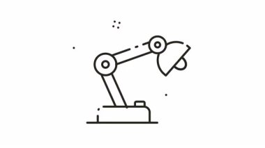Ayarlanabilir bir masa lambasının eklemli kollu ve abajurlu animasyon ikonu. Simge arayüz elementleri için uygun basit, pürüzsüz bir döngü hareketine sahiptir. Uygulama UI, web sitesi simgeleri, sunumlar ve hareket grafikleri projeleri için ideal.