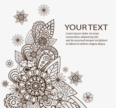 Vektör soyut çiçek öğeleri el çekilmiş