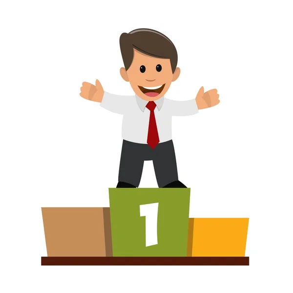 Podyumda bir iş adamı. İş başarı elde etti Yöneticisi