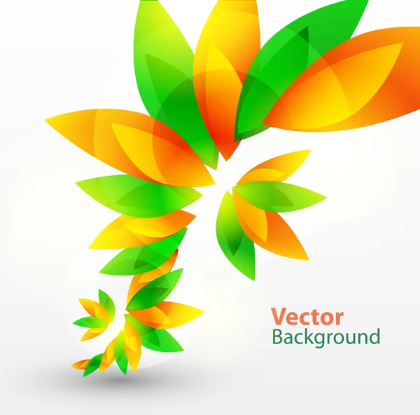 Floral abstract vector background with green and orange leaves — Stock Vector