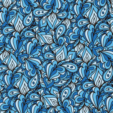 Vektör doodle desen bırakır. Oluşturulan arka plan, duvar kağıdı, tekstil, web tasarım için dalgalı desen.