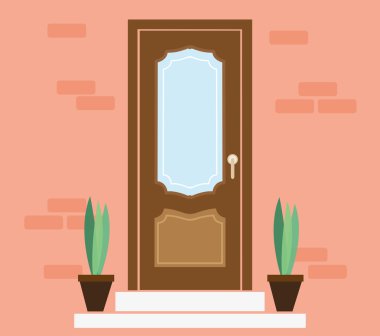 Ön kapı evin dış giriş vektör çizim.