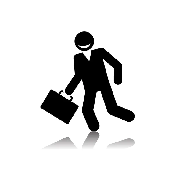 Bir evrak çantası'nın simgesi olan siyah bir işadamı. Vektör çizim.