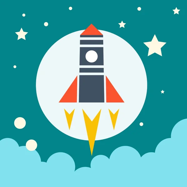 Simgesi başlatın. Uzaydaki roket.