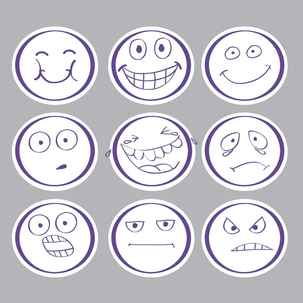 Emotions hand-drawn avatars. vector. — Stock Vector