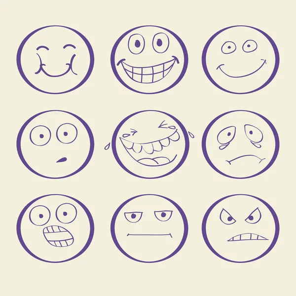 Emotions hand-drawn avatars. vector. — Stock Vector