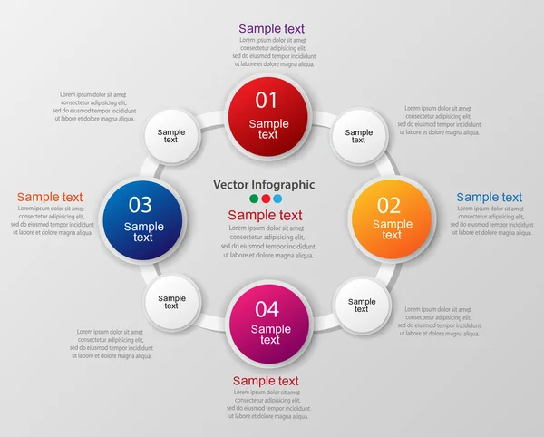 Plantilla de infografías coloridas con pasos, opciones. Para infografía, banner, diseño web, presentación. Ilustración vectorial . — Vector de stock