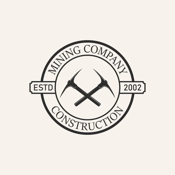 Madencilik simgesi çizgisi sanat logosu tasarım vektörü illüstrasyonu.