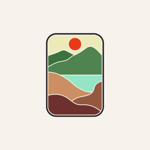 Grafik manzara sanat tasarımı logo vektör illüstrasyonu.