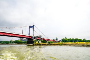 View of the surrounding area at the harbor in Duisburg. Industrial port on the Ruhr.