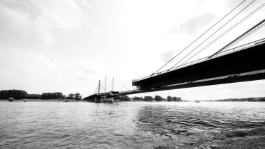 View of the surrounding area at the harbor in Duisburg. Industrial port on the Ruhr.
