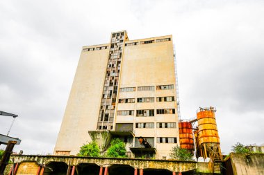 View of the surrounding area at the harbor in Duisburg. Industrial port on the Ruhr.
