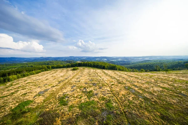 Meschede yakınlarındaki Loermecke kulesinde manzara. Sauerland 'de Doğa.