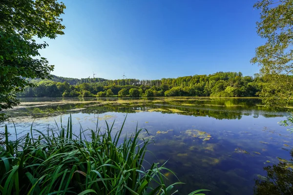 Keddinghausen yakınlarındaki rezervuarın ve çevrenin manzarası. Bueren yakınlarındaki göl manzarası. Keddinghaeuser Gölü.