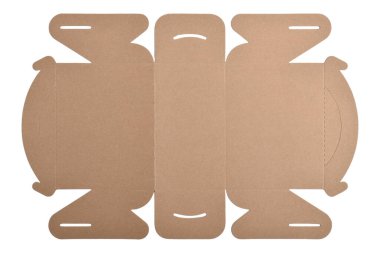 Klipsleme yolu ile beyaz üzerine izole edilmiş baskı şablonu olan karton kutu