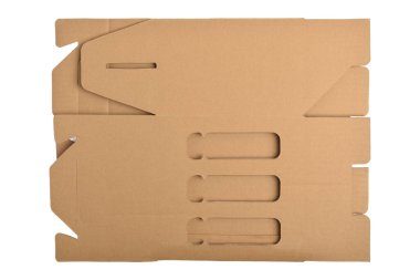 Klipsleme yolu ile beyaz üzerine izole edilmiş baskı şablonu olan karton kutu