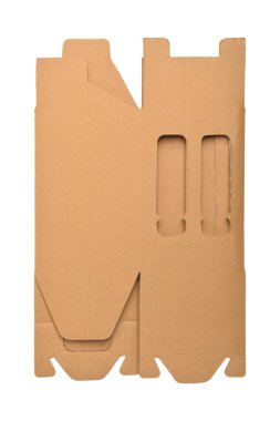 Klipsleme yolu ile beyaz üzerine izole edilmiş baskı şablonu olan karton kutu