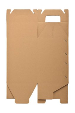 Klipsleme yolu ile beyaz üzerine izole edilmiş baskı şablonu olan karton kutu