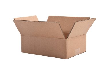 Beyaz arkaplanda bir karton kutuyu kapat