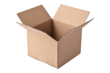 Beyaz bir arka plan üzerinde izole karton kutu açıldı.