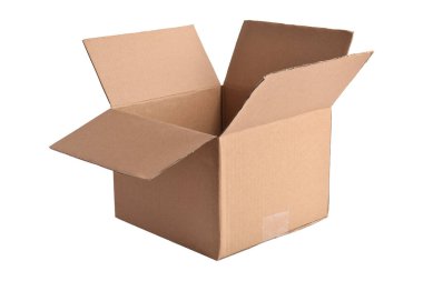 Beyaz arkaplana karton kutuyu boşalt