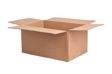 Açılmış karton kutu beyaz arkaplanda izole edildi