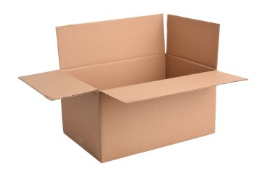 Beyaz arkaplanda bir karton kutuyu kapat