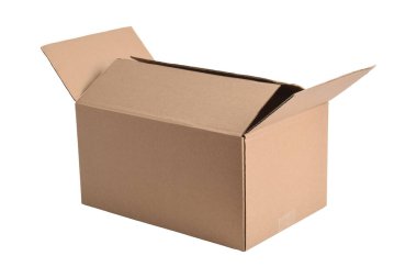 Beyaz arkaplanda bir karton kutuyu kapat