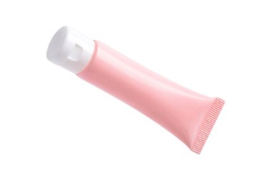 Beyaz arkaplanda boş plastik ambalaj tüpü