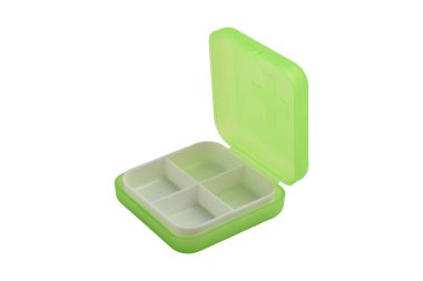 İlaç düzenleyicisi beyaz arkaplanda izole edildi