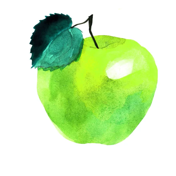 Ilustración de manzana verde. Acuarela — Foto de Stock